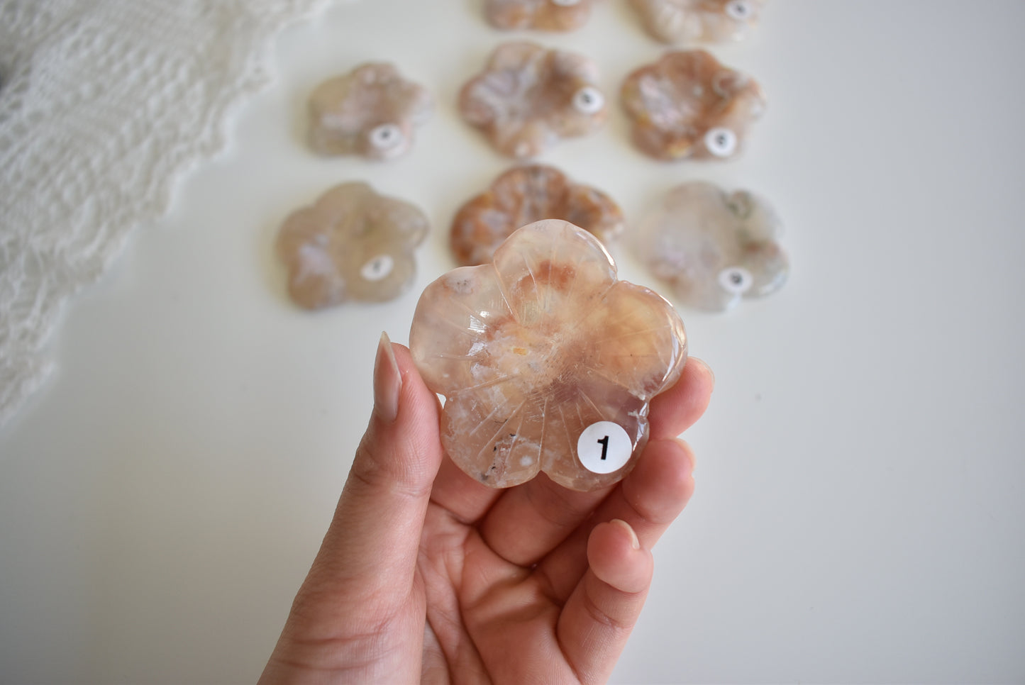 Flower Agate Flower (Sphere Stand)