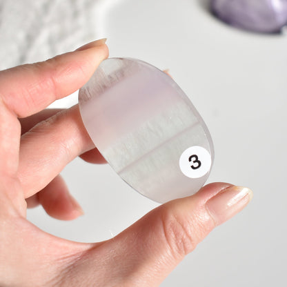 Feather Lavender Fluorite Palm Stone