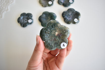 Moss Agate Flower (Sphere Stand)