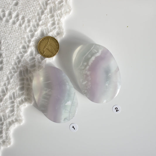 Feather Lavender Fluorite Palm Stone (large)