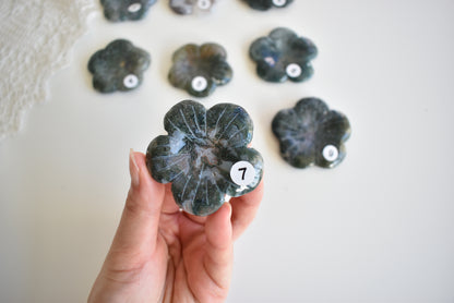 Moss Agate Flower (Sphere Stand)
