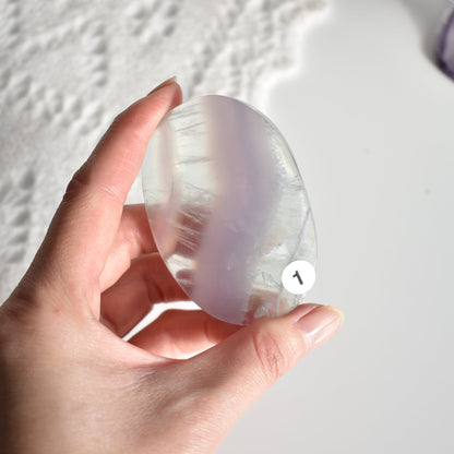 Feather Lavender Fluorite Palm Stone (large)
