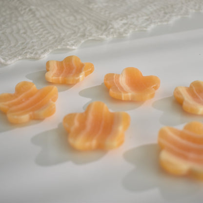Orange Calcite Flower Worry Stone