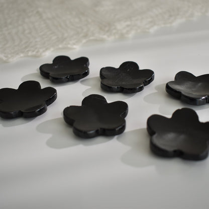 Black Tourmaline Flower Worry Stone