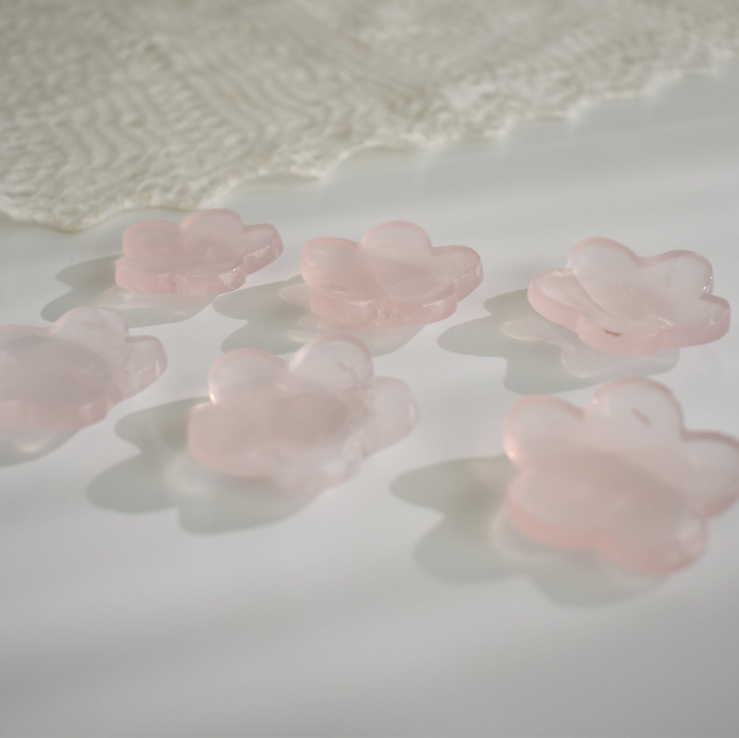 Rose Quartz Flower Worry Stone