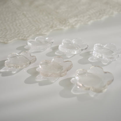 Clear Quartz Flower Worry Stone
