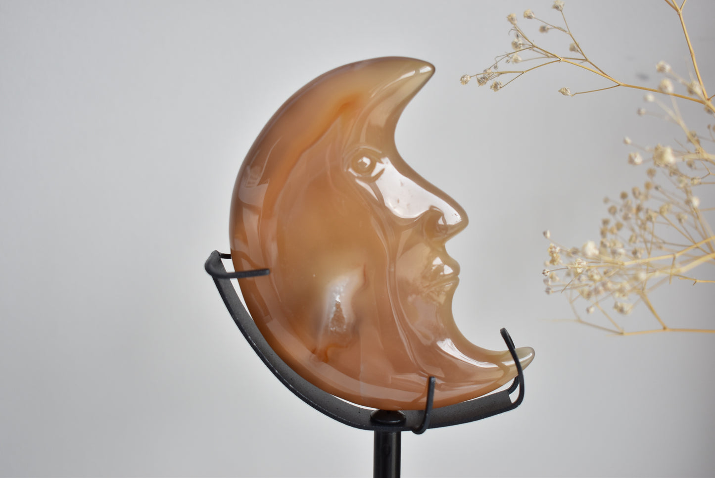 Agate Druzy Moon With Stand