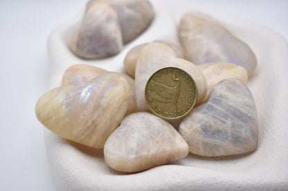 Moonstone heart with blue flash