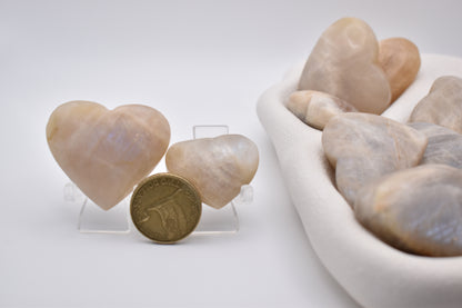 Moonstone heart with blue flash