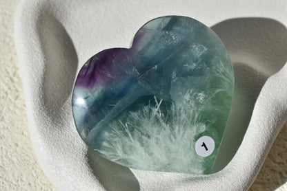 Feather Fluorite Heart with Stand #1