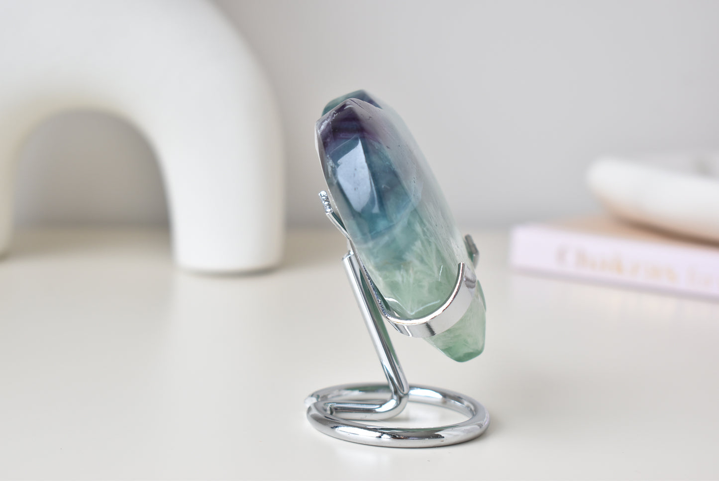 Feather Fluorite Heart with Stand #1