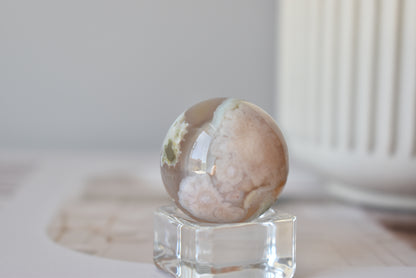 Green Flower Agate sphere 28mm #5