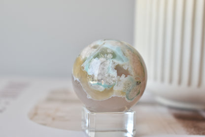 Green Flower Agate sphere 40mm #3