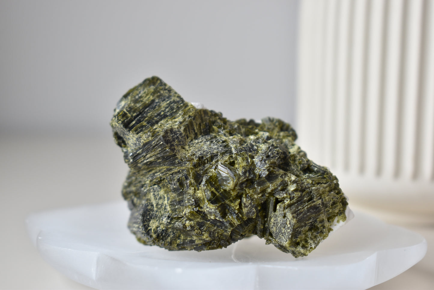 Green Tourmaline with Calcite Raw #4