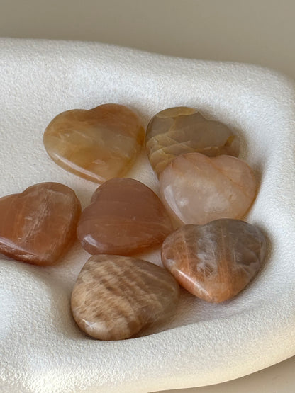 Small Peach Moonstone Heart