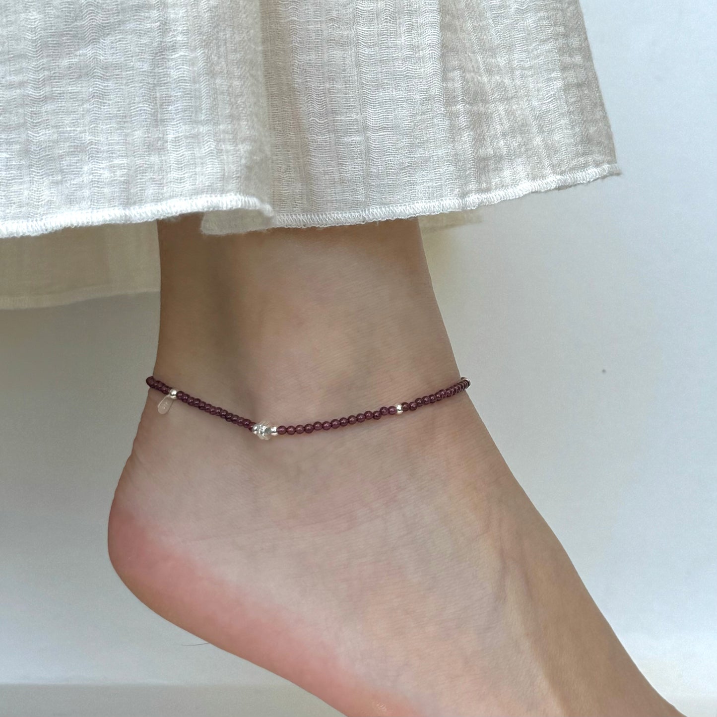 Delicate Vintage Garnet Anklet