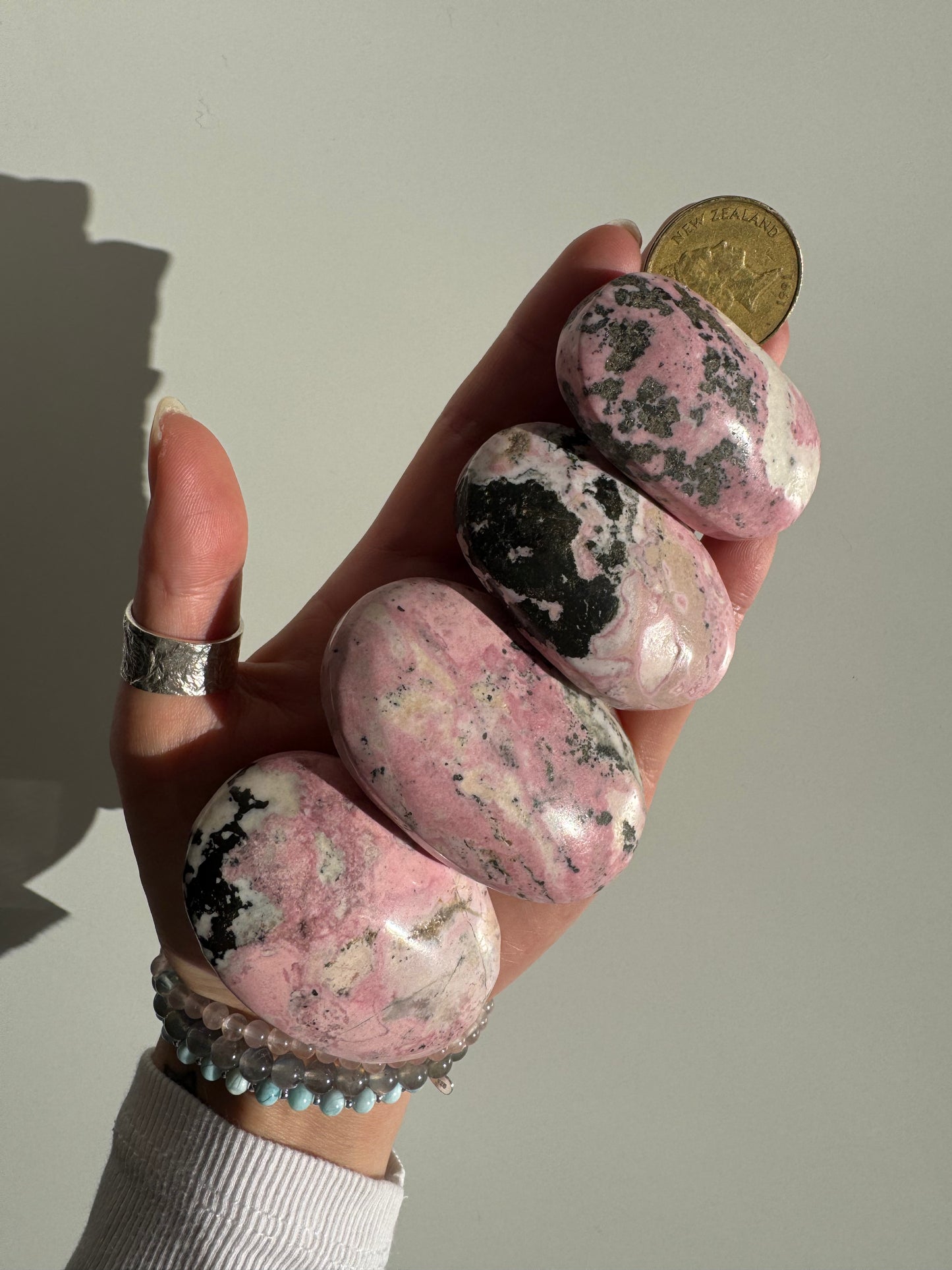 Peru Rhodochrosite Palm Stone | Heal