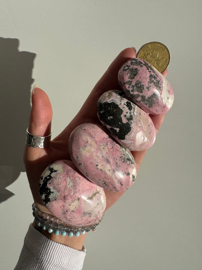 Peru Rhodochrosite Palm Stone | Heal