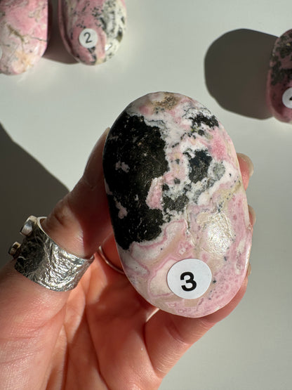 Peru Rhodochrosite Palm Stone | Heal