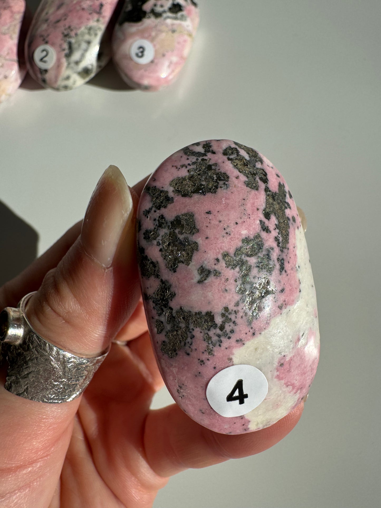 Peru Rhodochrosite Palm Stone | Heal