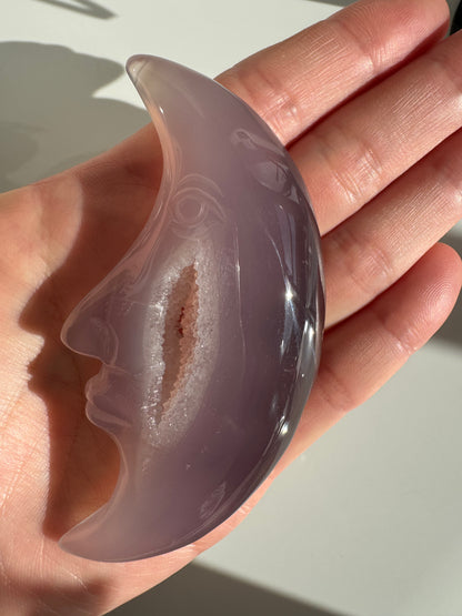 Agate Druzy Moon With Stand