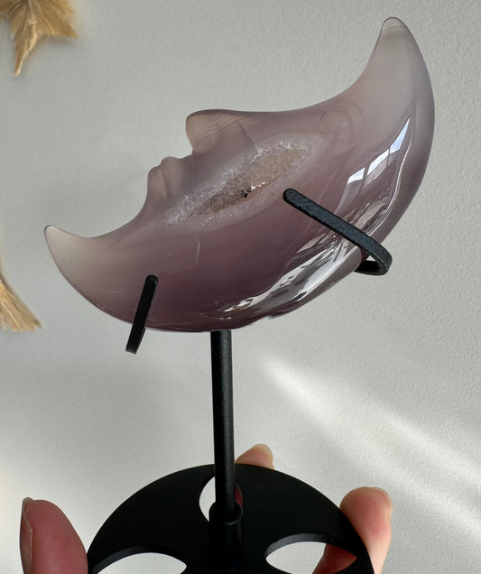 Agate Druzy Moon With Stand