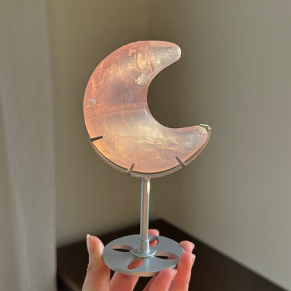 Rose Quartz Moon on Stand (small)