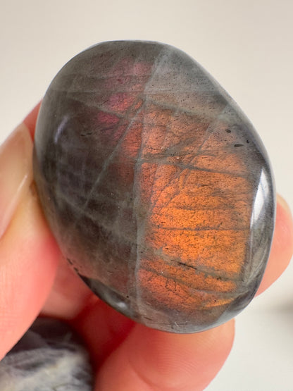 High Grade Pauper Pink Labradorite Small Palmstone