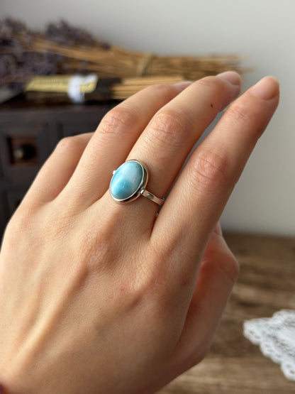 Larimar Sterling Sliver Ring Adjustable