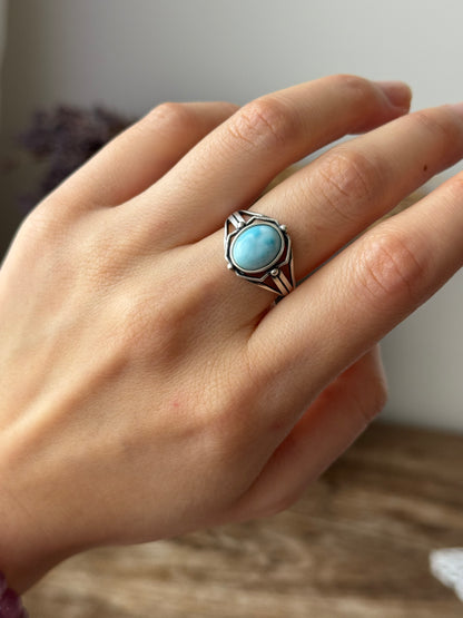 Larimar Sterling Sliver Ring Adjustable