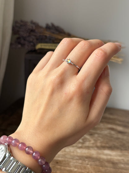 Madagascar Rainbow Moonstone Sterling Sliver Ring Adjustable