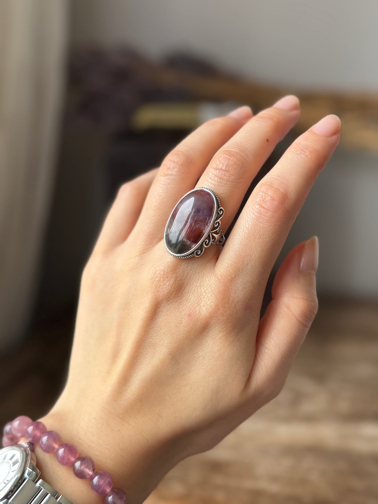 Auralite 23 Sterling Silver Ring Adjustable