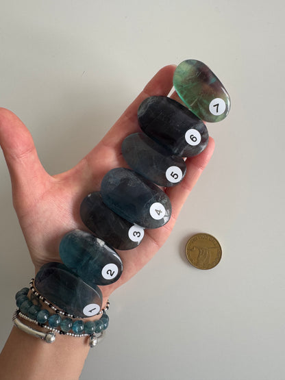 Blue Fluorite Palm Stone ｜Clarity