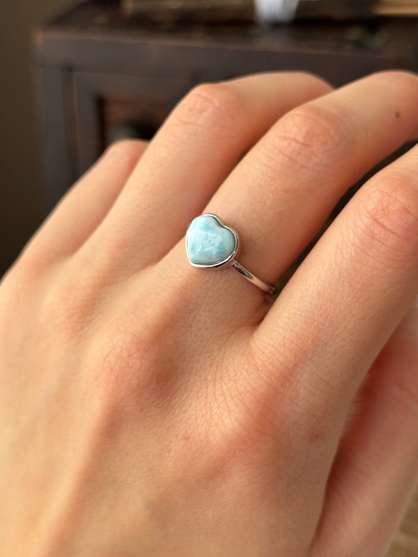 Larimar Sterling Sliver Ring Adjustable