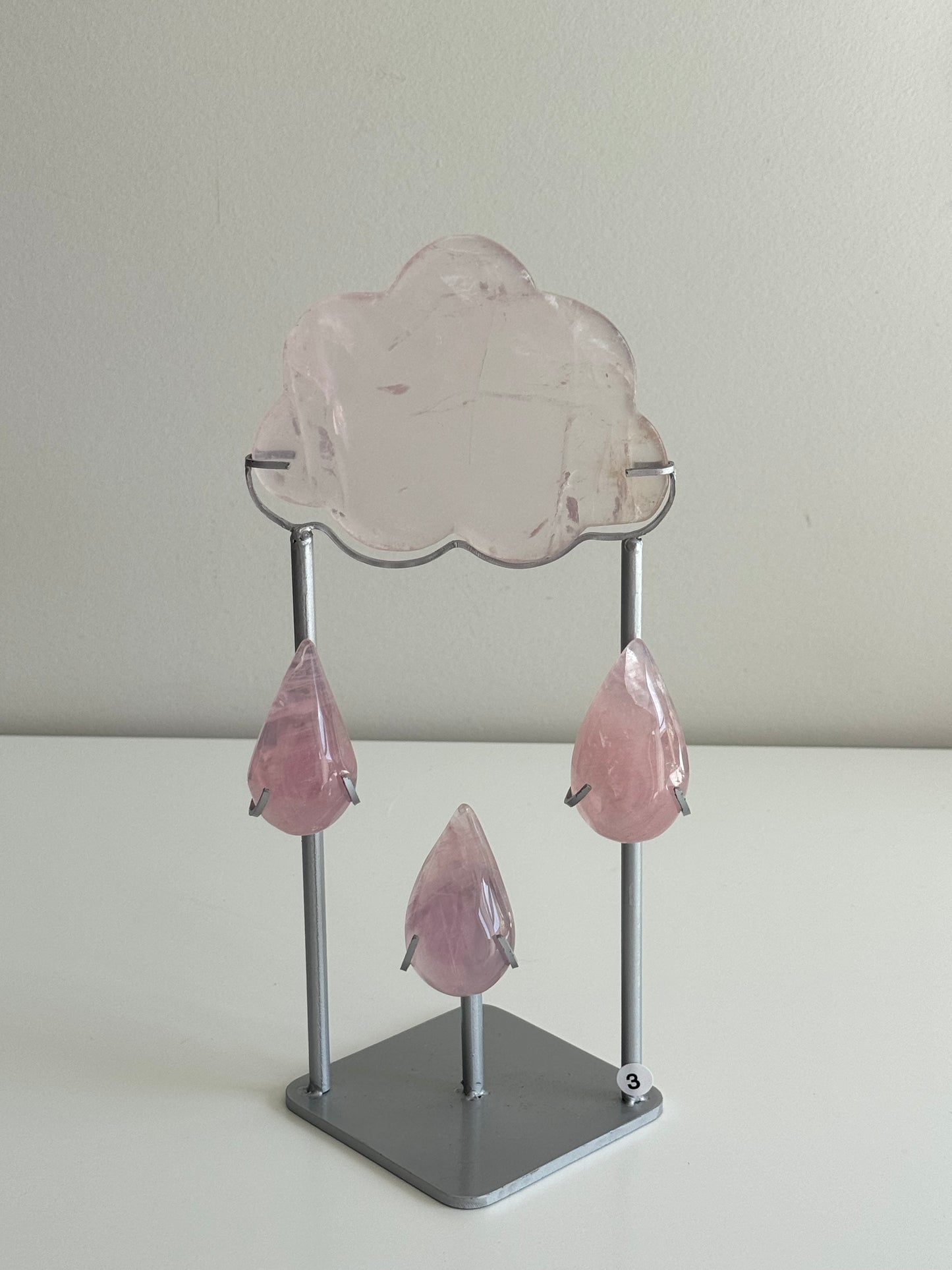 Rose Quartz Cloud Raindrop with Custom Stand #3