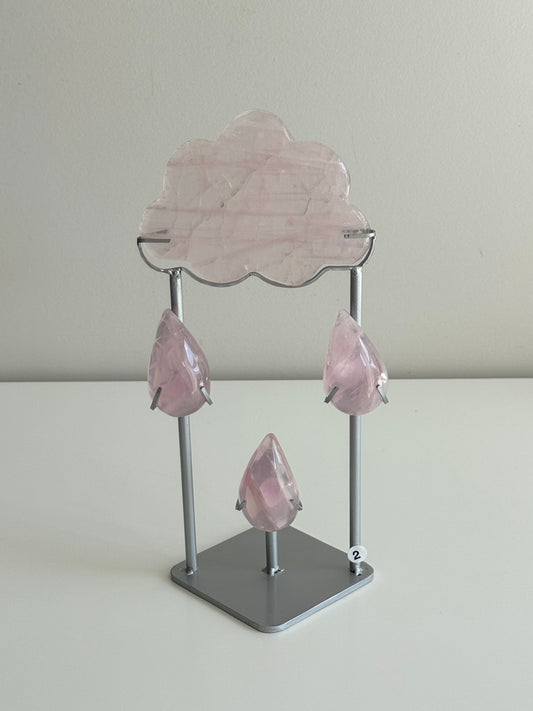 Rose Quartz Cloud Raindrop with Custom Stand #2