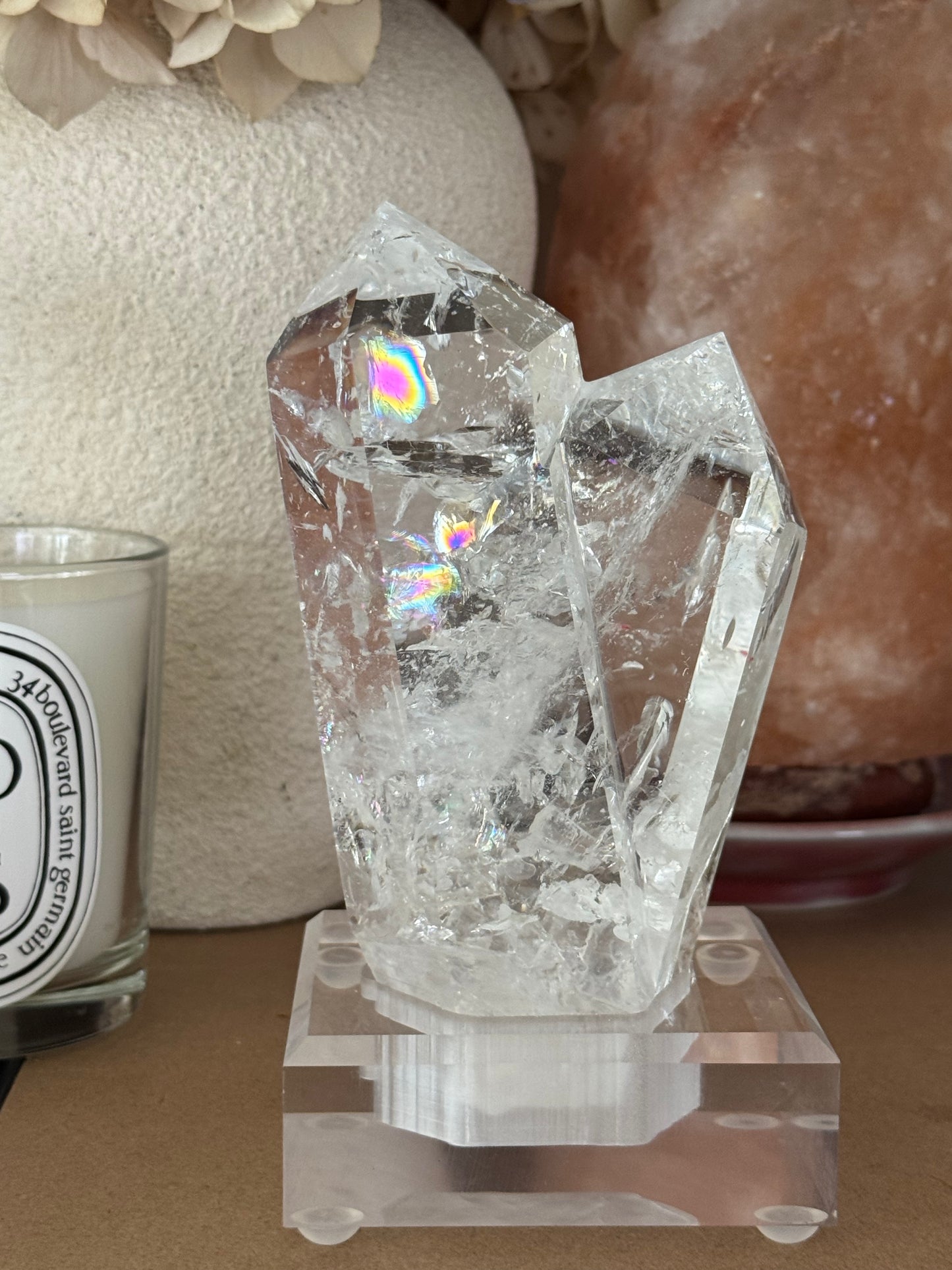 Clear Quartz Twin Tower with Custom Stand (Video) #2