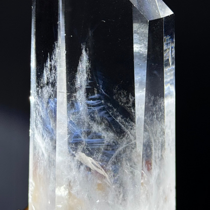 Large Blue Angel Feather Phantom Clear Quartz Tower