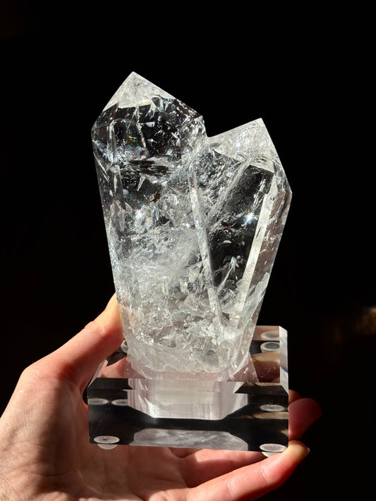 Clear Quartz Twin Tower with Custom Stand (Video) #2