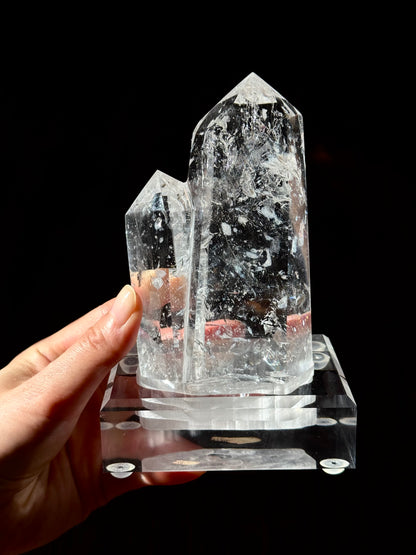 Clear Quartz Twin Tower with Custom Stand (Video) #1