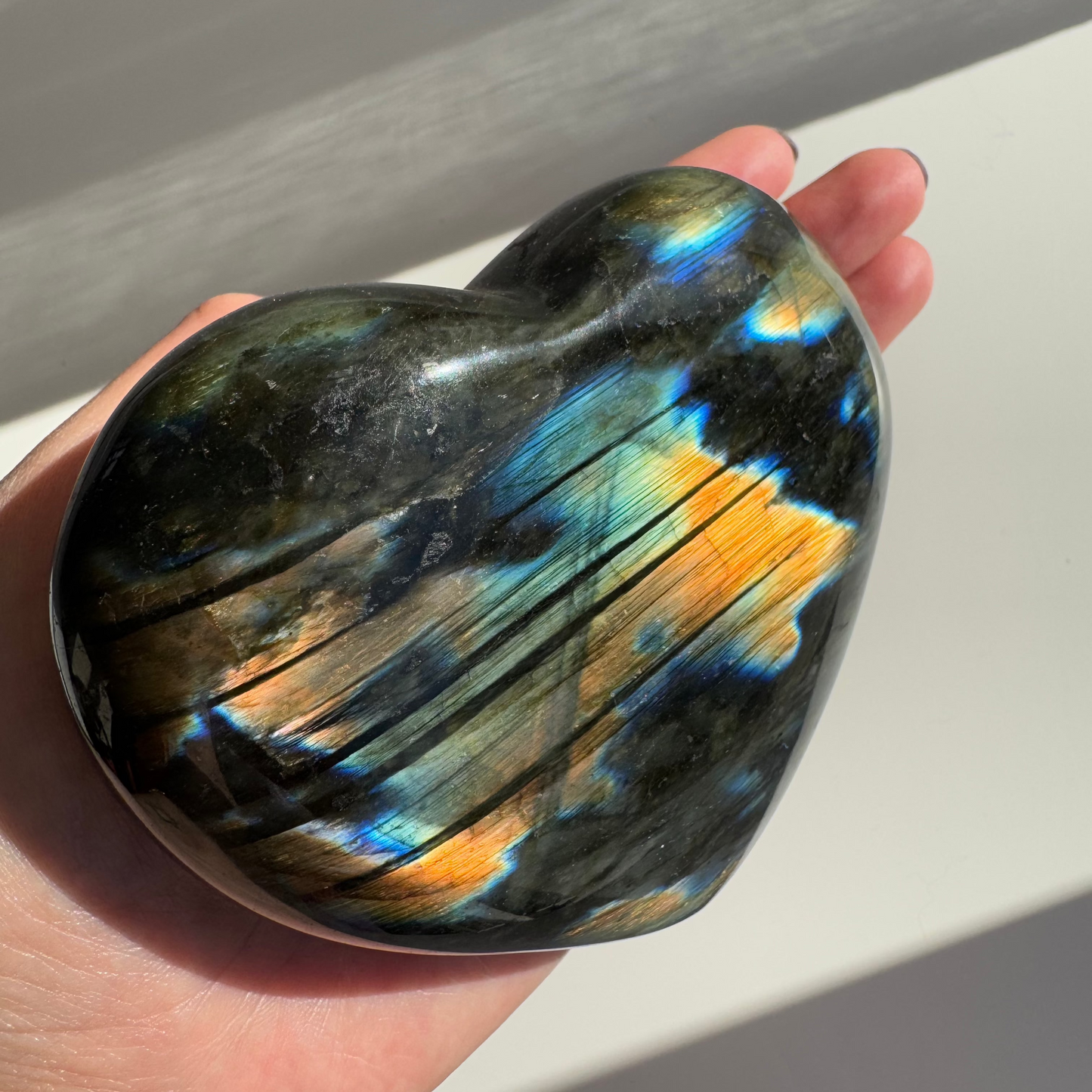 Large Labradorite Heart 557g with Stand