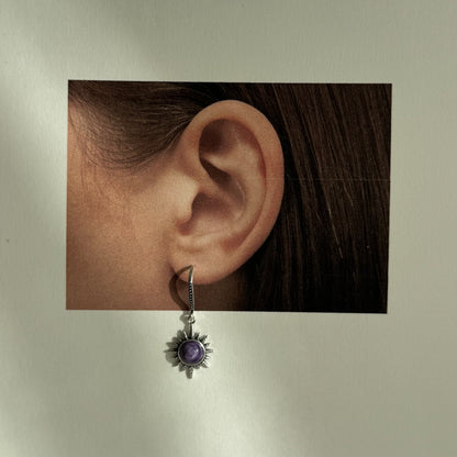 Charoite Sterling Sliver Drop Earring