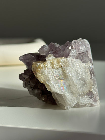 Amethyst Cluster with calcite