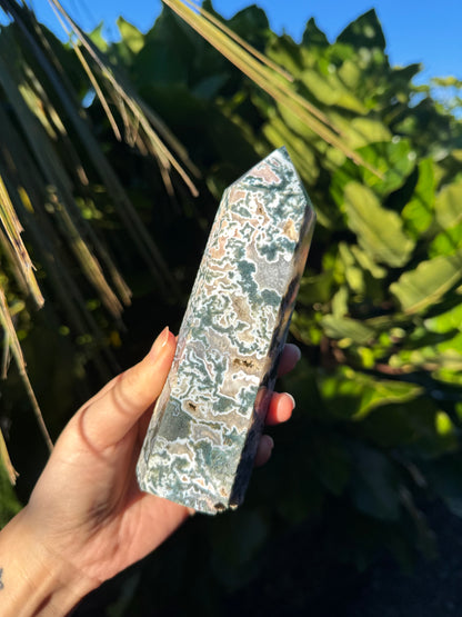 Moss Agate Tower 16cm