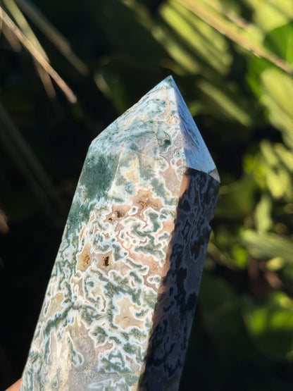 Moss Agate Tower 16cm