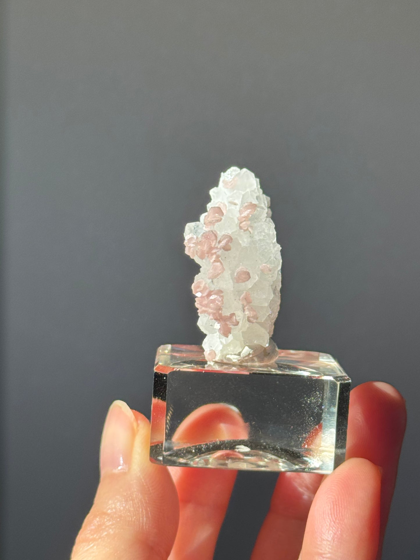 Rhodochrosite on Quartz (with pyrite) Specimen