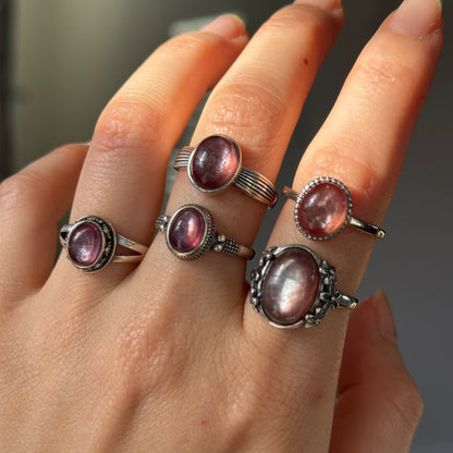 Pink Lepidolite Sterling Sliver Ring