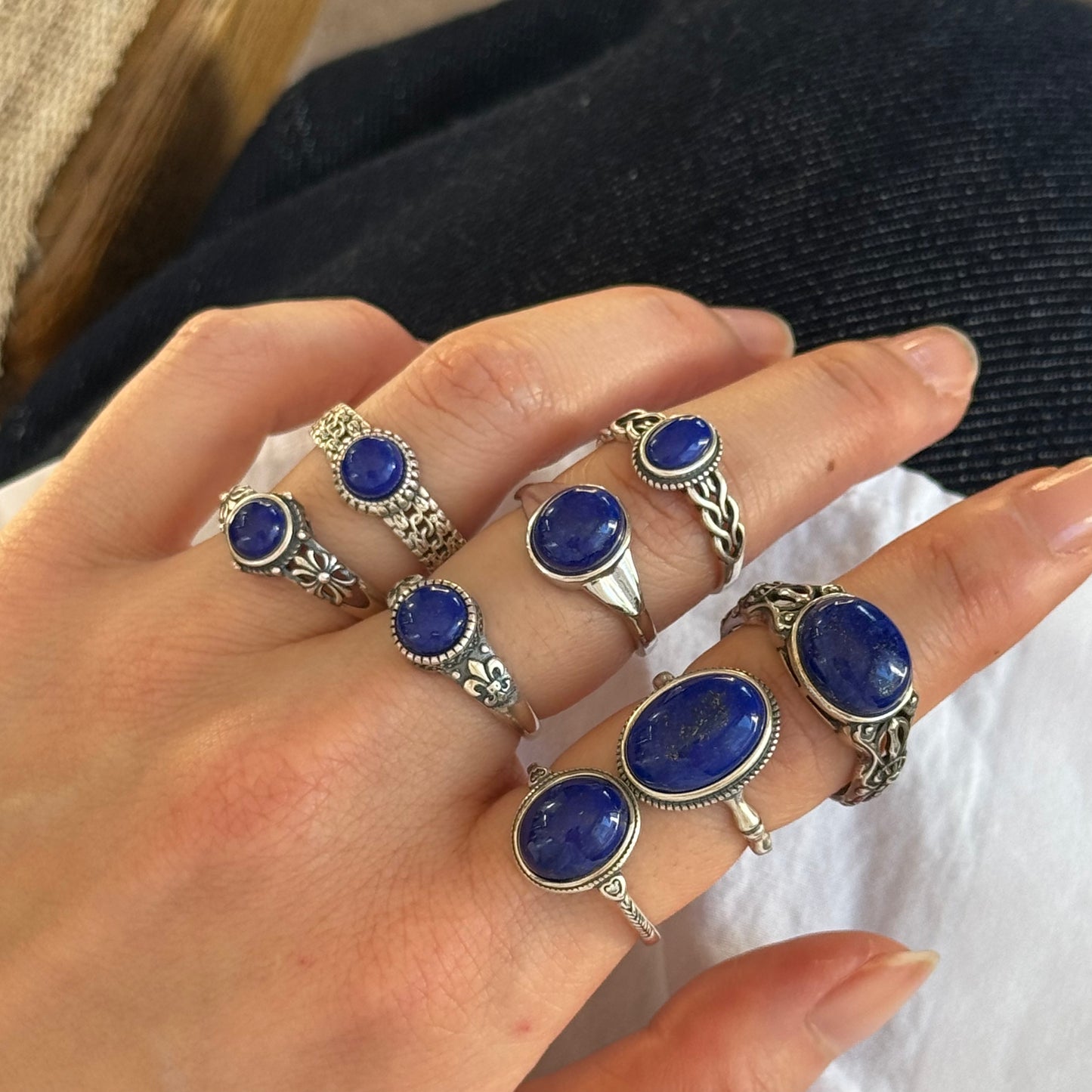 Lapis Lazuli Sterling Silver Ring Adjustable