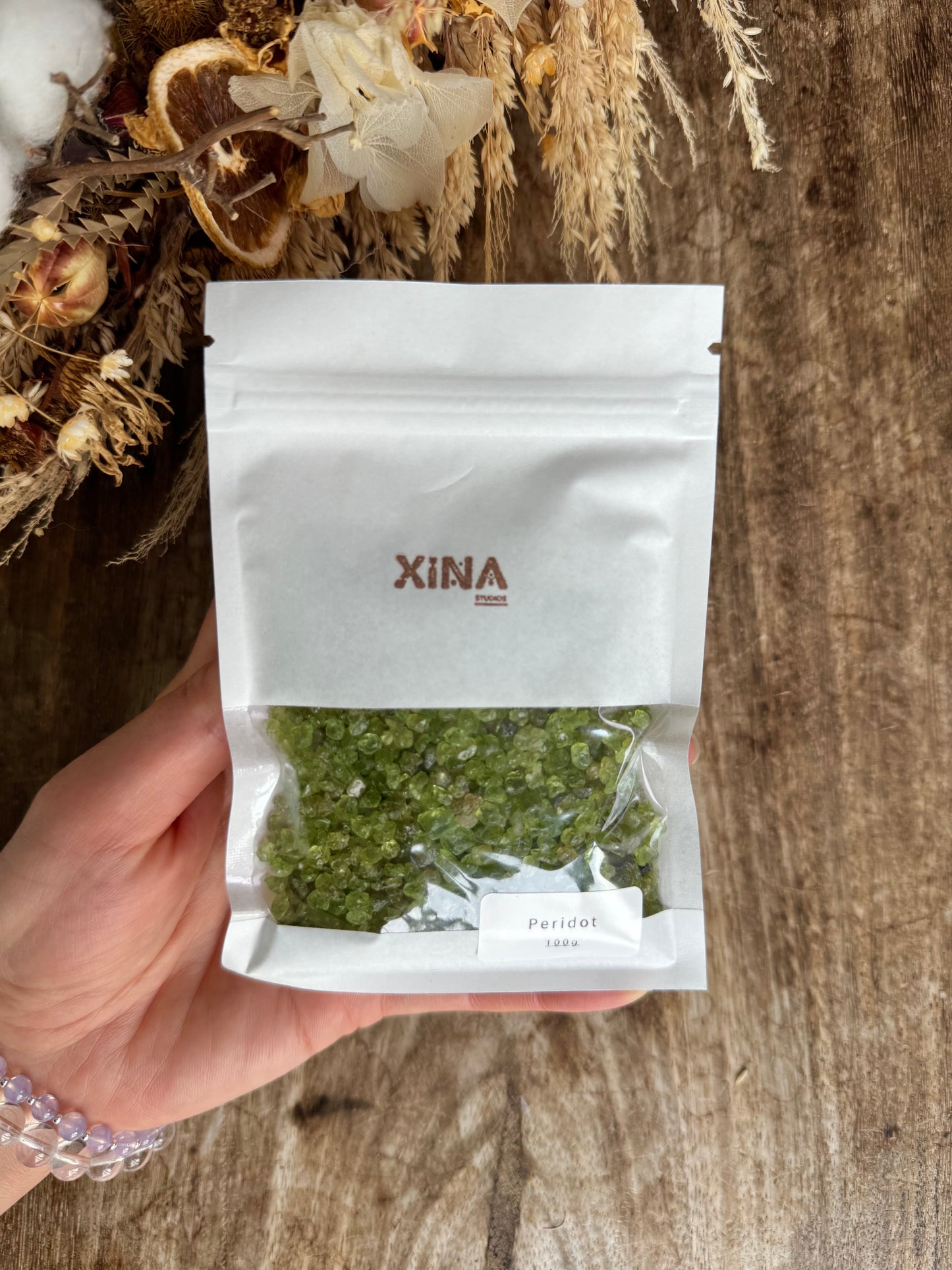 Peridot Chip 100gms Bag