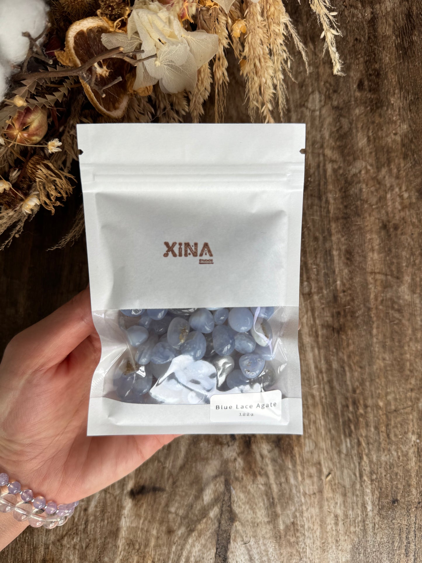 Blue Lace Agate Chip 100gms Bag